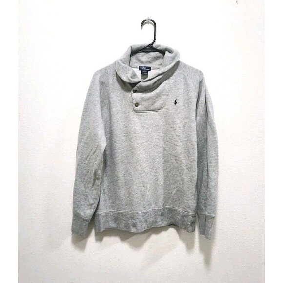 Polo Ralph Lauren Shawl Sweater Pullover Sweater Grey Men’s Size XLarge Preppy - Picture 2 of 8